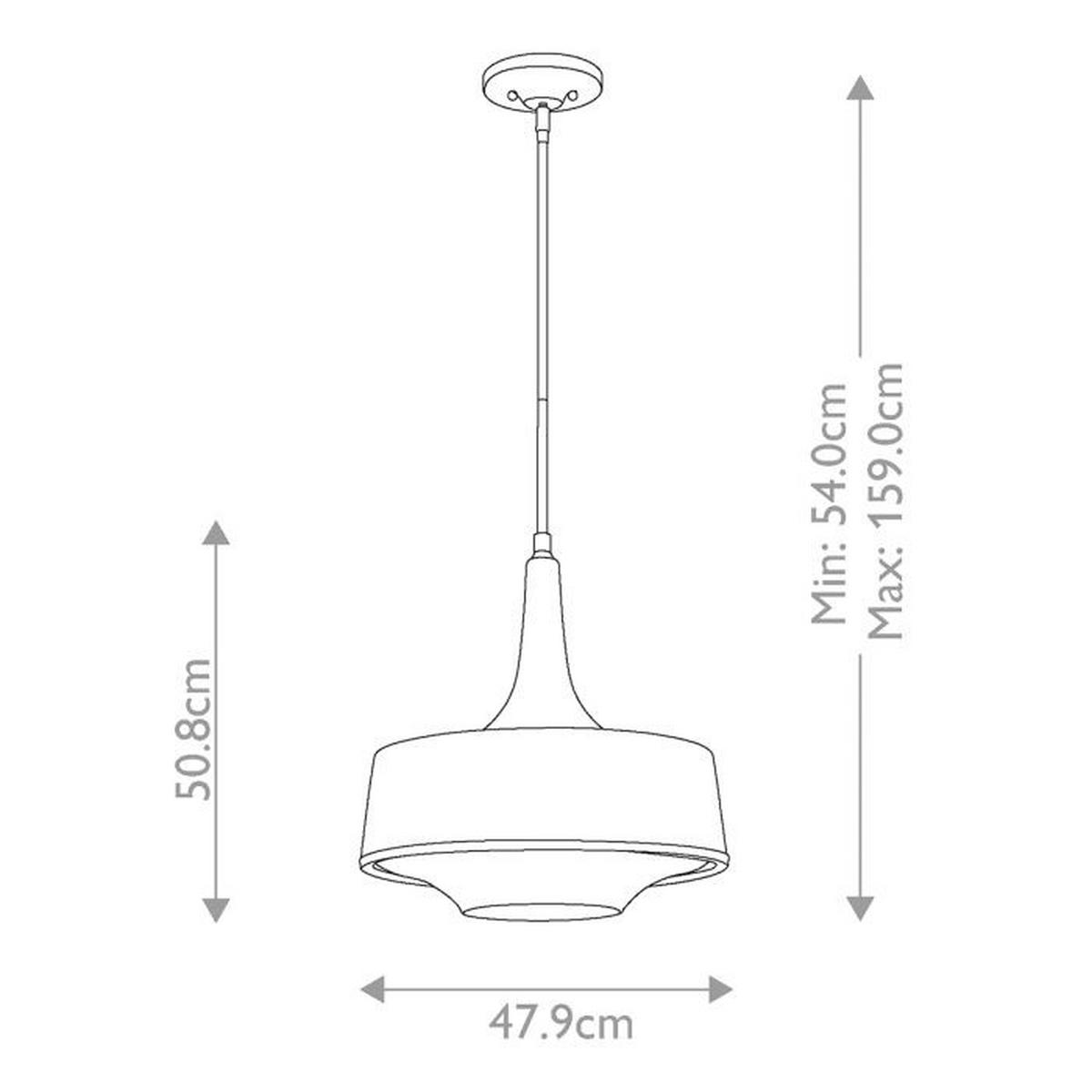 HÄNGLAMPA Holloway 47.9/54 cm  - vit/stålfärgad, Klassisk, metall (47.9/54cm) - Elstead Lighting
