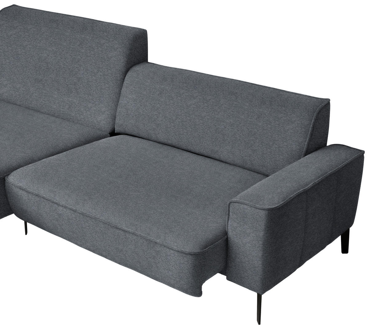 ECKSOFA in Flachgewebe Dunkelgrau  - Dunkelgrau/Schwarz, Design, Textil/Metall (190/285cm) - Johann Jakob