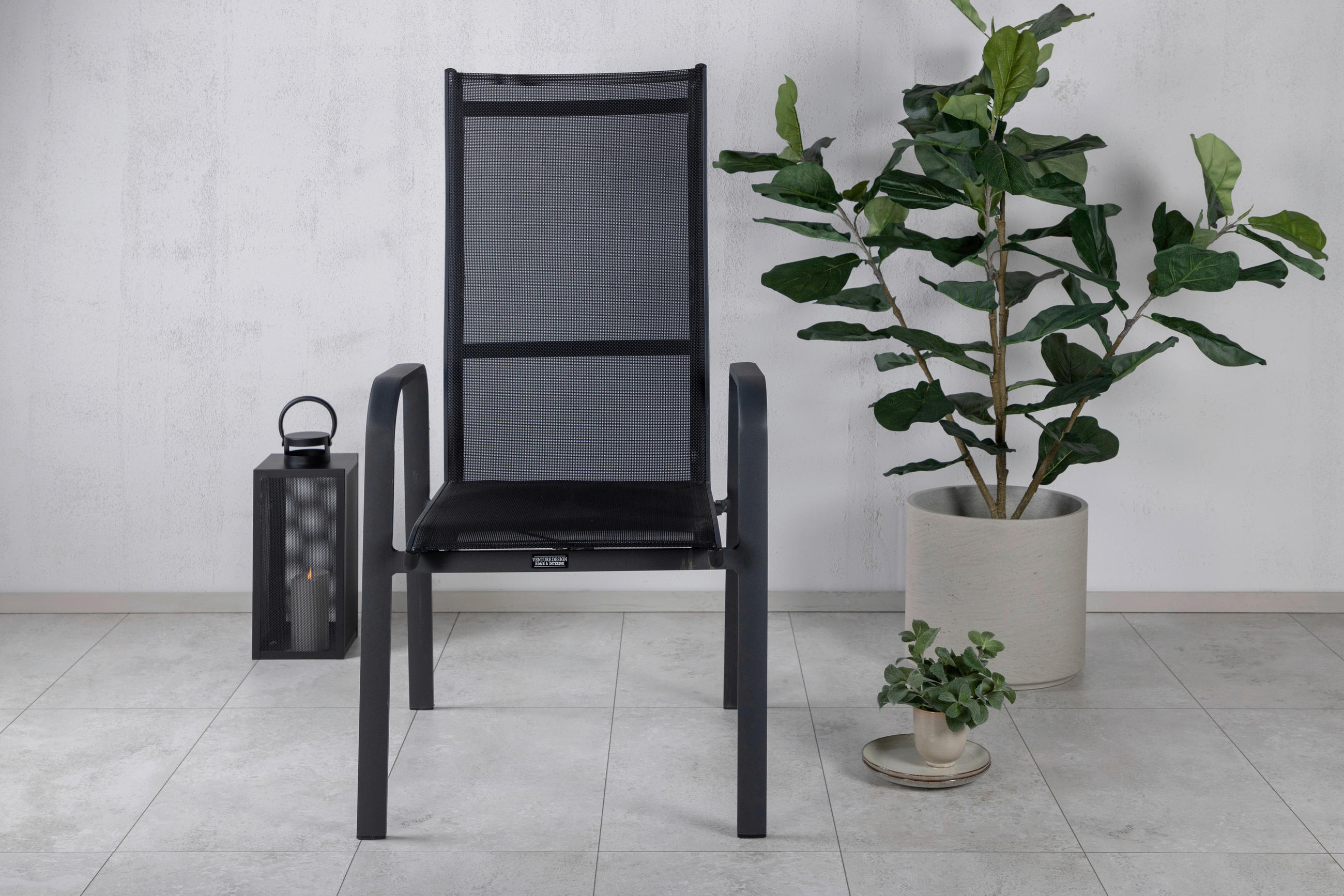 GARTENSESSEL-SET Aluminium Schwarz  - Schwarz, KONVENTIONELL, Metall (56.5/110/65cm) - Gardenson