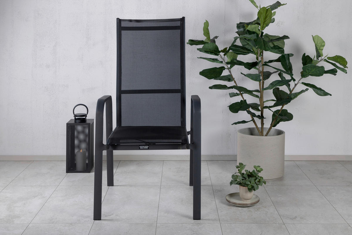 GARTENSESSEL-SET Aluminium Schwarz  - Schwarz, KONVENTIONELL, Metall (56.5/110/65cm) - Gardenson