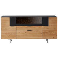 SIDEBOARD  209,9/98,4/45,2 cm  - Schwarz, Design, Glas/Holz (209,9/98,4/45,2cm) - Valdera