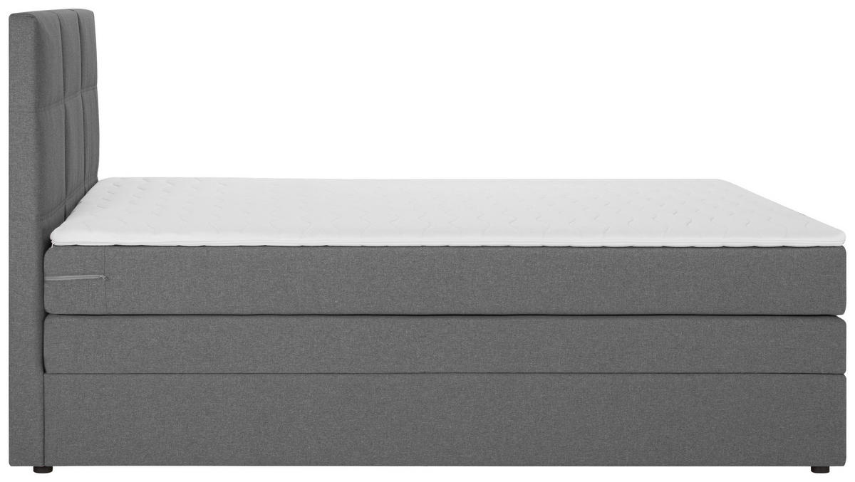 BOXSPRINGBETT 140/200 cm,  in Anthrazit  - Anthrazit/Schwarz, Design, Kunststoff/Textil (140/200cm) - Welnova