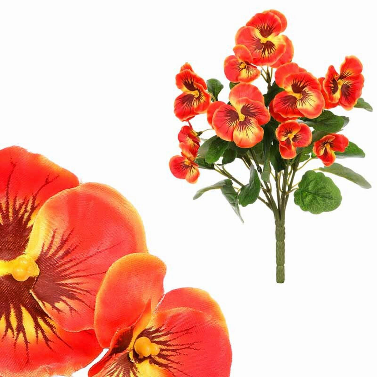 UMĚLÁ KVĚTINA 30 cm - oranžová/modrá, Basics, textil (30cm)