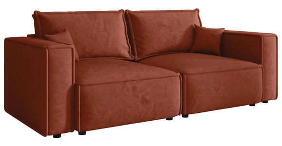SOFA Webstoff Terracotta  - Terracotta/Schwarz, MODERN, Kunststoff/Textil (250/68/104cm) - Xora