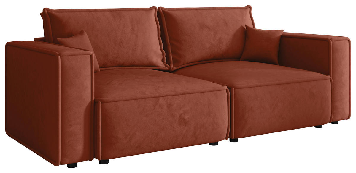 SOFA Webstoff Terracotta  - Terracotta/Schwarz, MODERN, Kunststoff/Textil (250/68/104cm) - Xora