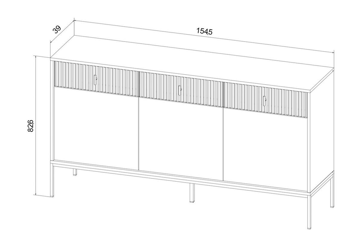 SIDEBOARD Maggiore  in 154,5/82,6/39 cm  - Schwarz, Design, Holzwerkstoff/Metall (154,5/82,6/39cm) - Xora