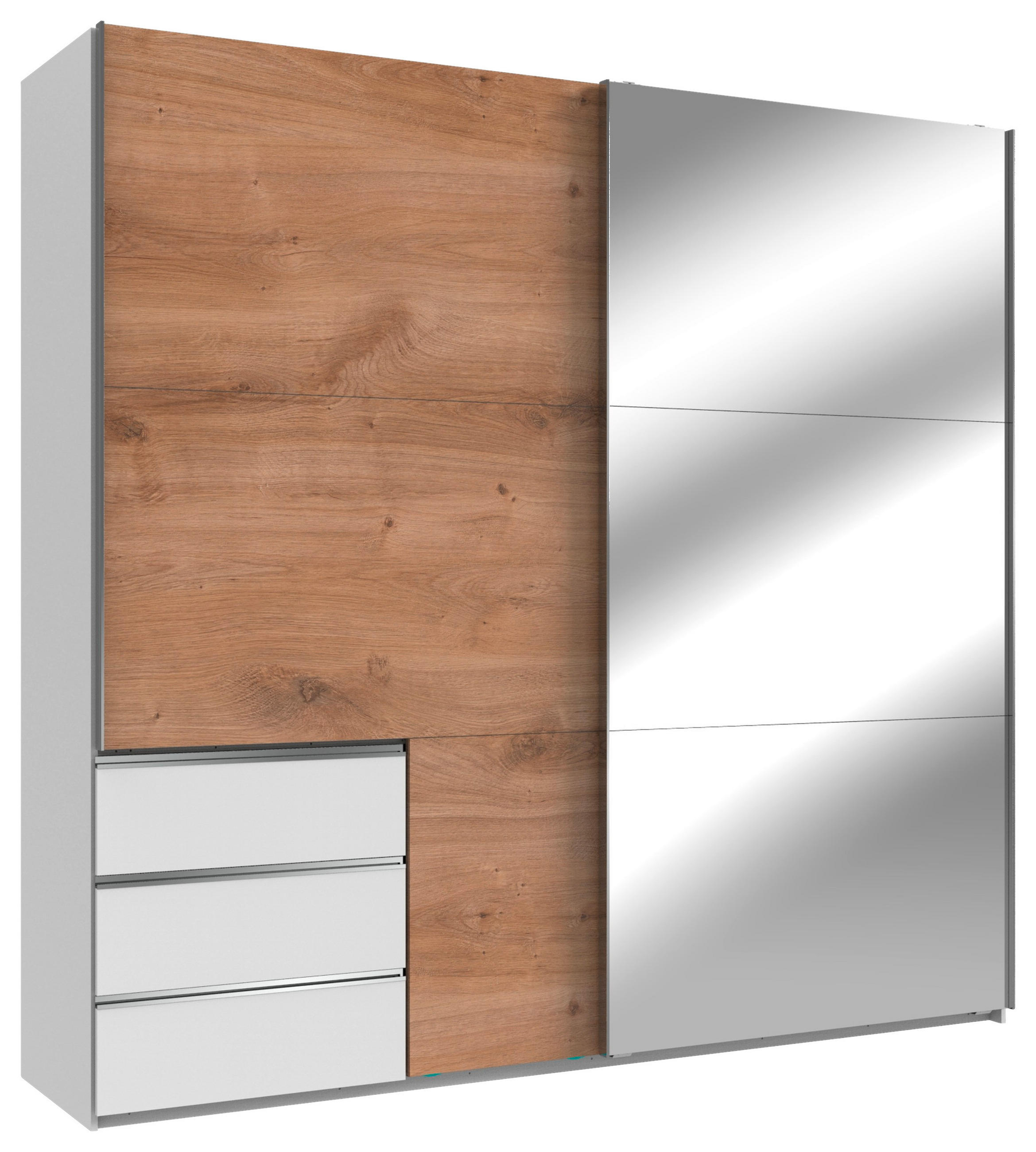 GARDEROB MED SKJUTDÖRRAR 250/236/65 cm 2-dörrar - vit/kromfärg, Modern, trämaterial (250/236/65cm) - MID.YOU