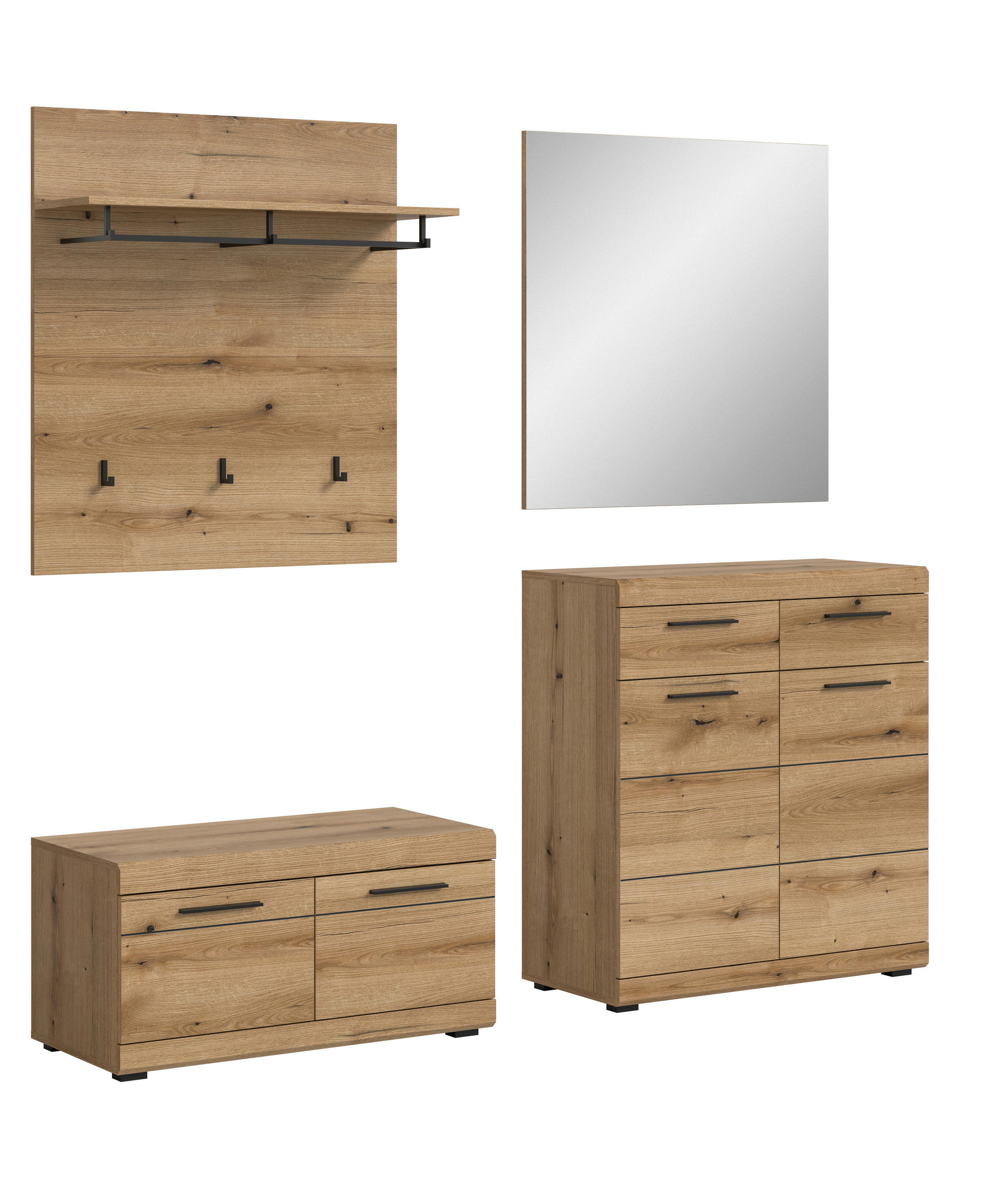 HALLMÖBEL 4 delar i 195/197/40 cm mörk ek 197/195/40 cm