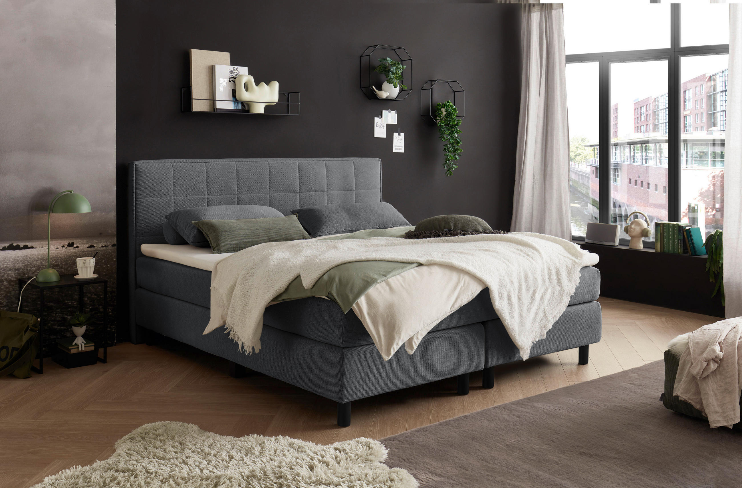 BOXBETT 180/200 cm  in Anthrazit  - Anthrazit, MODERN, Holzwerkstoff/Kunststoff (180/200cm) - MID.YOU