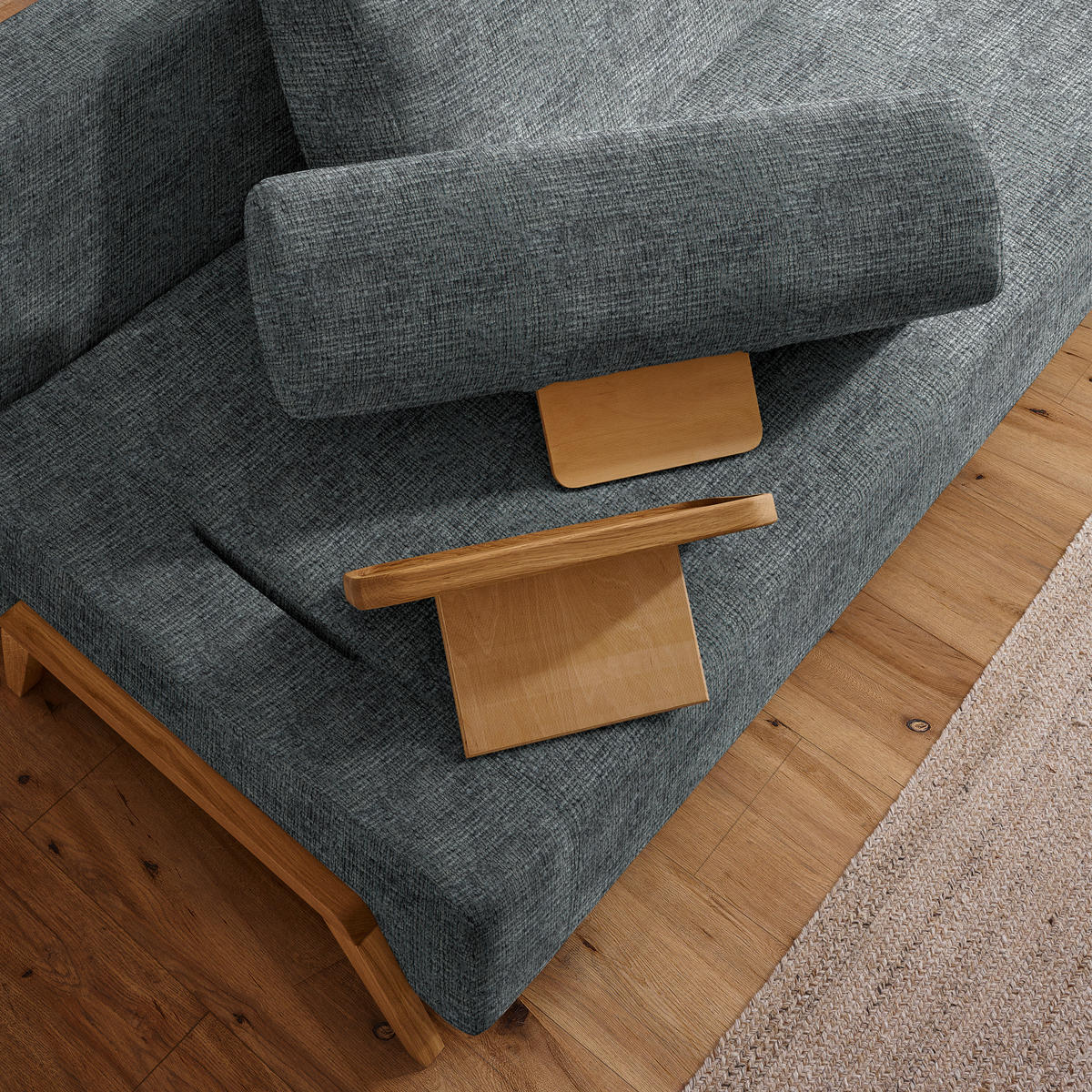 SCHLAFSOFA in Holz, Textil Dunkelgrau  - Dunkelgrau/Naturfarben, Design, Holz/Textil (211/88/102cm) - Niels Andersson