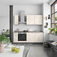 KÜCHENBLOCK Riva 210 cm  in Weiß, Schieferfarben  - Schieferfarben/Edelstahlfarben, MODERN, Holzwerkstoff/Metall (210cm) - Nobilia