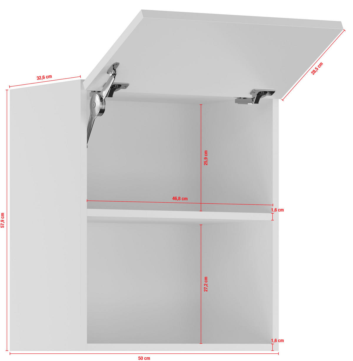 KÜCHENOBERSCHRANK 50/57,9/34,2 cm  in Weiß  - Edelstahlfarben/Weiß, Basics, Holzwerkstoff/Metall (50/57,9/34,2cm) - Impuls