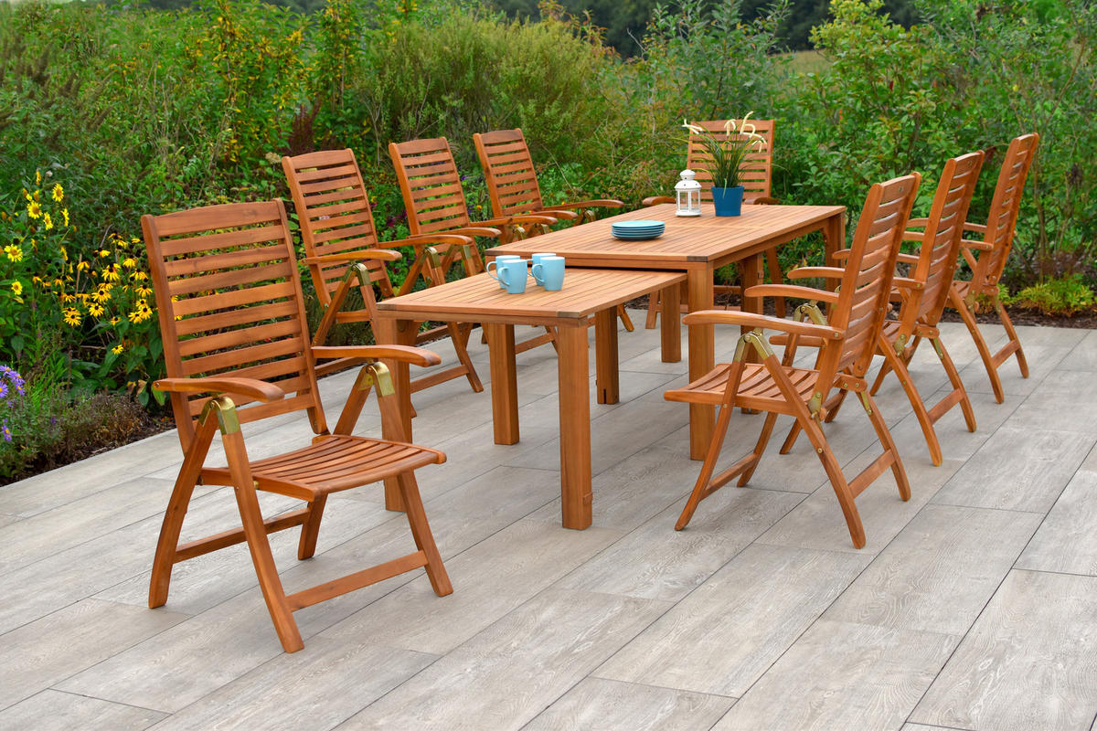 GARTENSET 9-teilig Akaziemassiv 9-teilig  - Naturfarben, MODERN, Holz - Gardenson