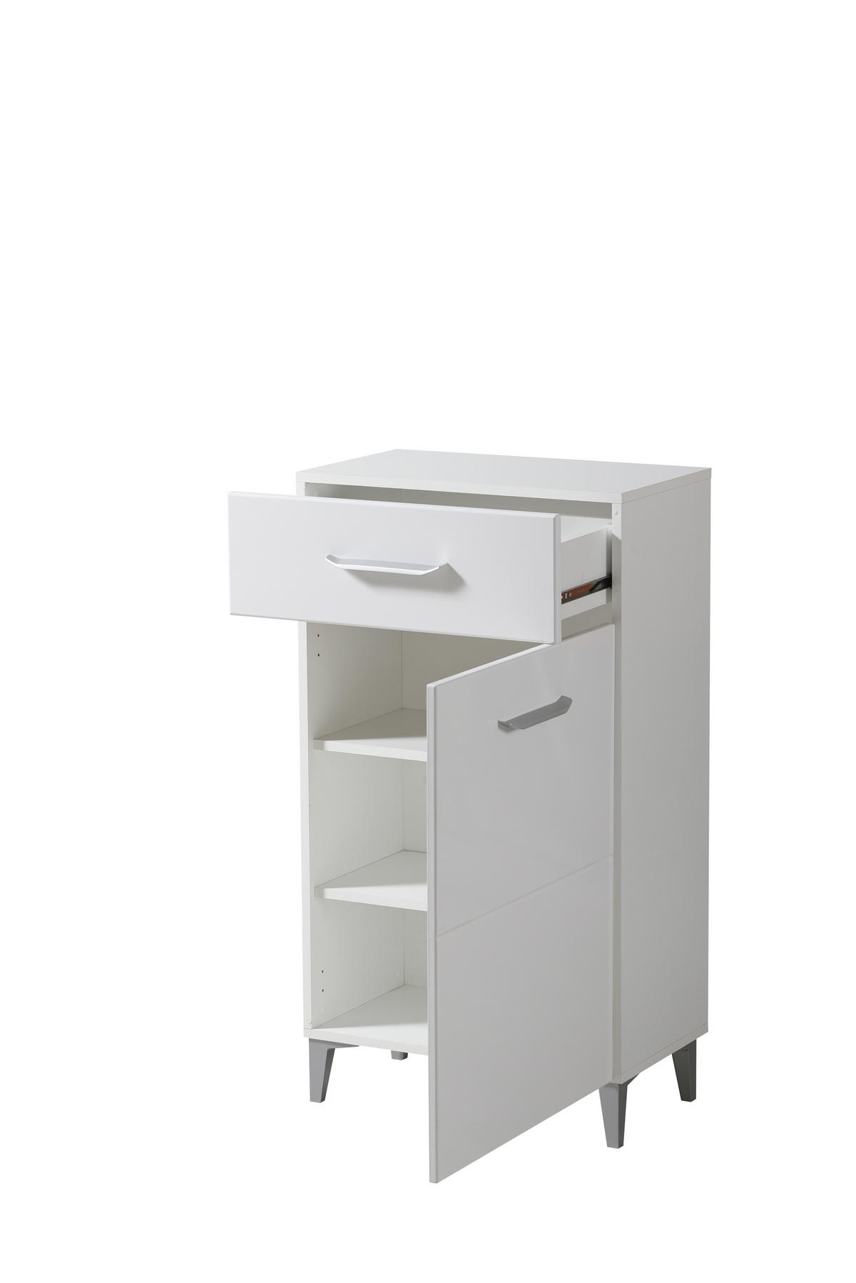 CIPŐSSZEKRÉNY 58/104,5/35 cm  - magasfényű fehér/fehér, Basics, faalapú anyag (58/104,5/35cm) - Xora