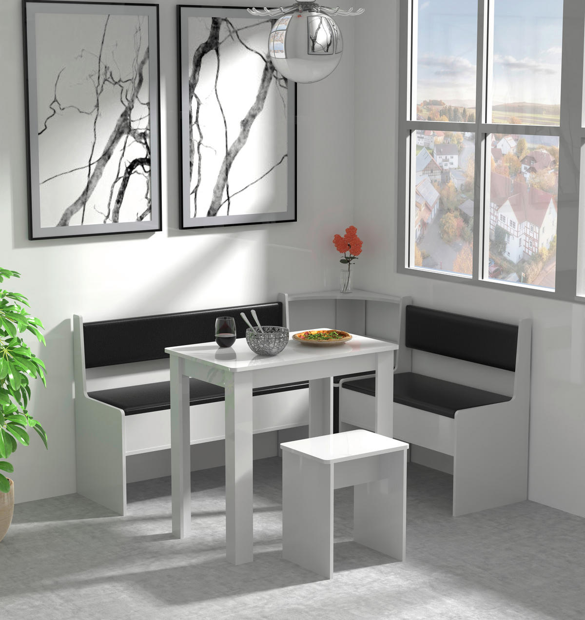 ECKBANKGRUPPE Weiß  - Weiß, MODERN (153/115cm) - MID.YOU