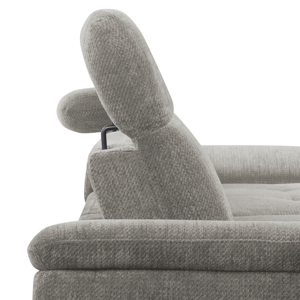 ECKSOFA PRADO Greige Webstoff Bettkasten, Kopfteilverstellung, Sitztiefenverstellung  - Greige/Schwarz, Design, Textil/Metall (268/195cm) - Livetastic