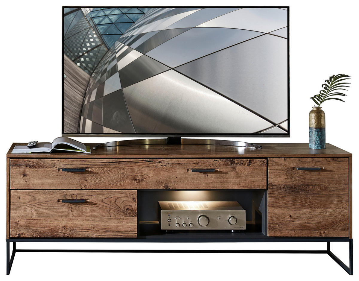TV-ELEMENT - Eichefarben/Anthrazit, MODERN, Holzwerkstoff/Metall (175/62/48cm) - Livetastic