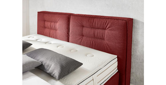 BOXSPRINGBETT 200/200 cm,  in Rot, Matratze, gepolstertes Kopfteil, H2 + H4 = mittel + sehr fest  - Chromfarben/Rot, KONVENTIONELL, Textil (200/200cm) - Dieter Knoll