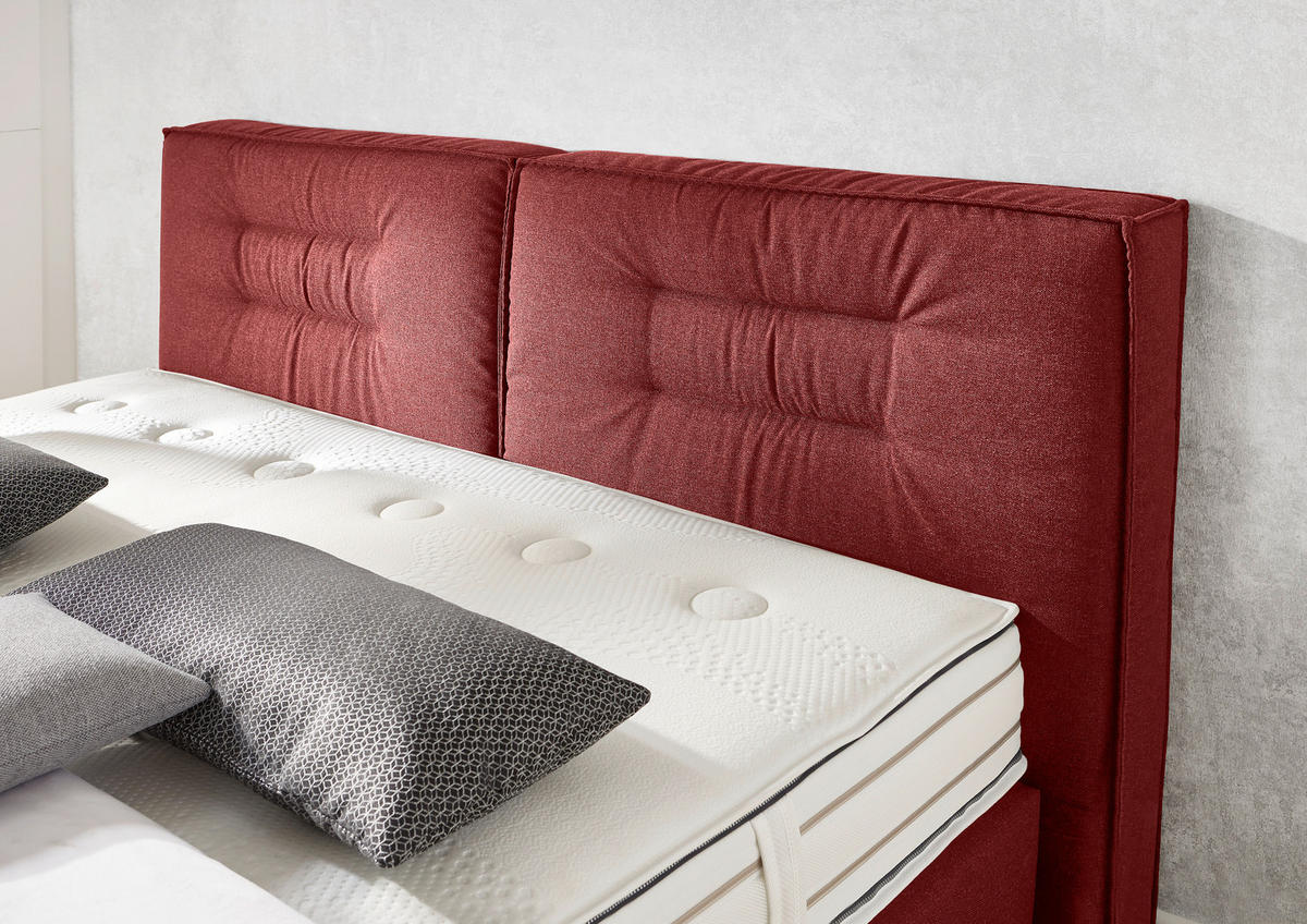 BOXSPRINGBETT 200/200 cm  in Rot  - Chromfarben/Rot, Konventionell, Textil (200/200cm) - Dieter Knoll