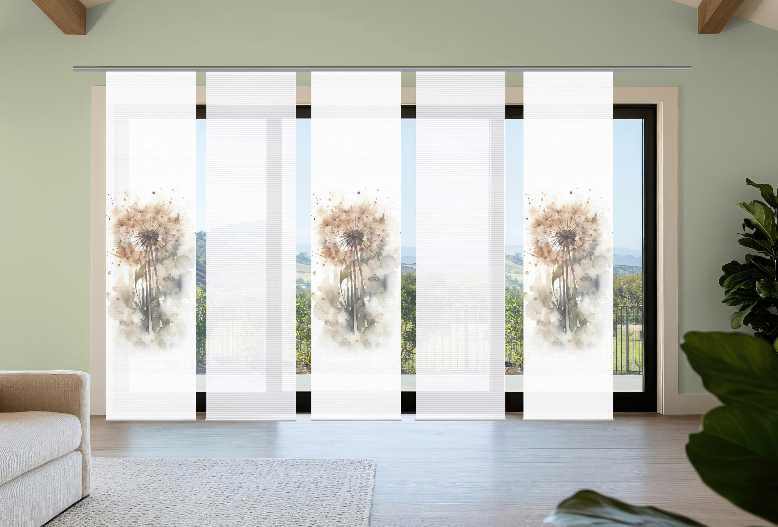 FLÄCHENVORHANG  5 Stück  blickdicht  60/245 cm   - Naturfarben/Weiß, Natur, Textil (60/245cm)