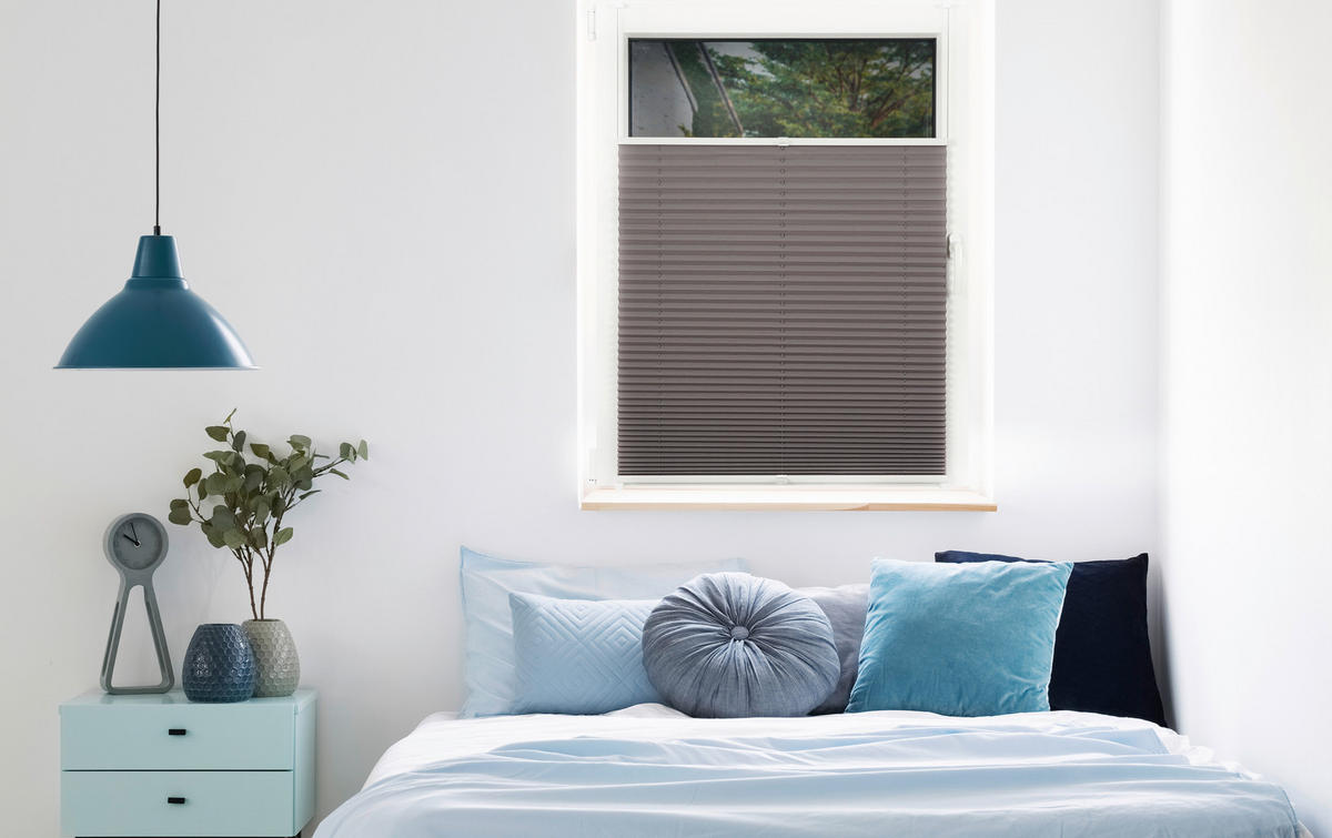 PLISSEE  halbtransparent   100/130 cm   - Hellgrau, Basics, Textil (100/130cm) - Homeware