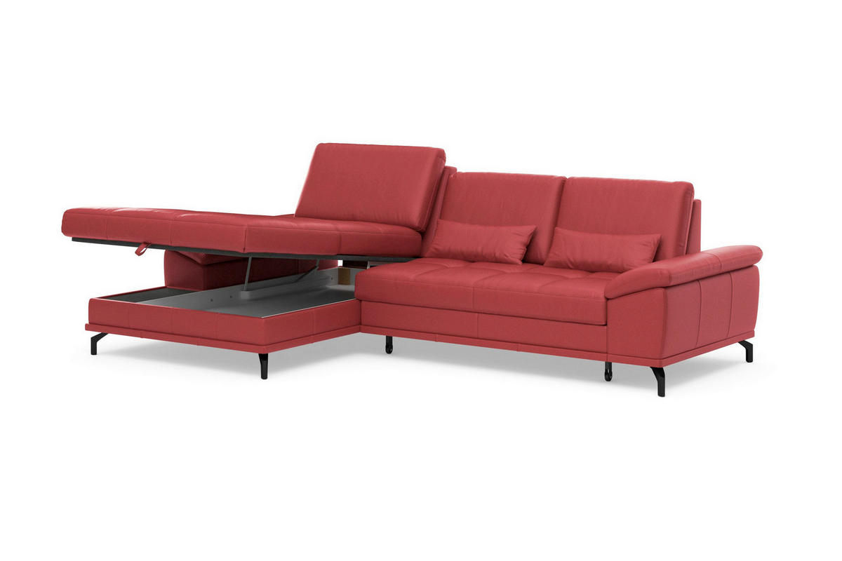 ROHOVÁ SEDAČKA, kůže, červená - černá/červená, Basics, kov/kůže (176/301cm) - Sit & More