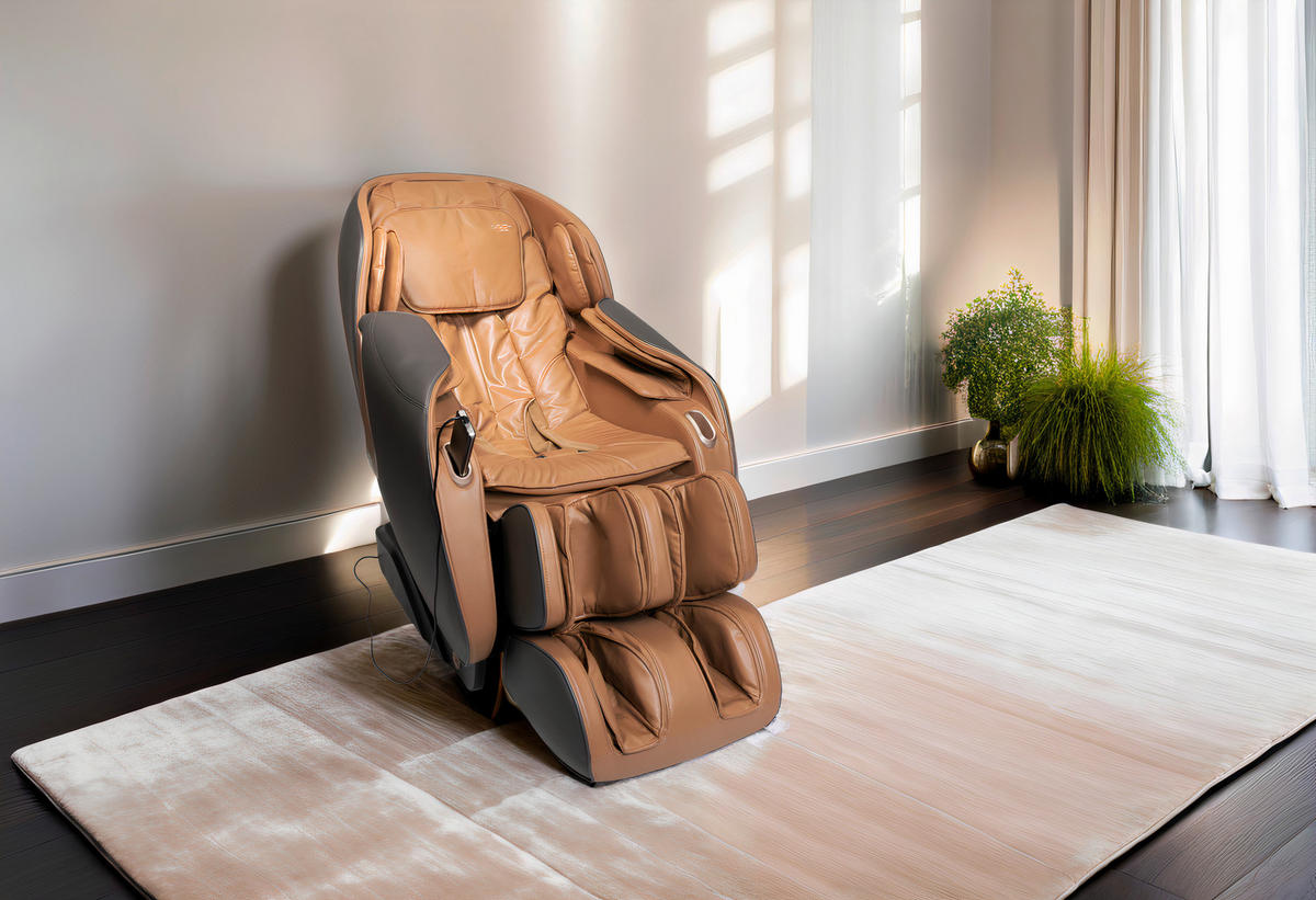 MASSAGESESSEL  mit Braun, Grau Relaxfunktion, Sitzheizung, Netzbetrieb, Massagefunktion, Herz-Waage-Funktion, abwischbar, ausziehbare Fußstütze, Rückenlehne in S-Form  - Braun/Grau, Basics, Kunststoff/Textil (76/113/155-168cm) - iRest