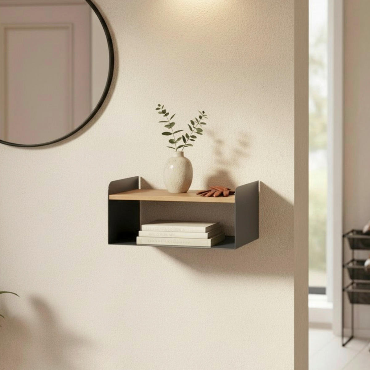 WANDBOARD in 40/20/30 cm Eichefarben, Anthrazit  - Eichefarben/Anthrazit, MODERN, Holzwerkstoff/Metall (40/20/30cm)