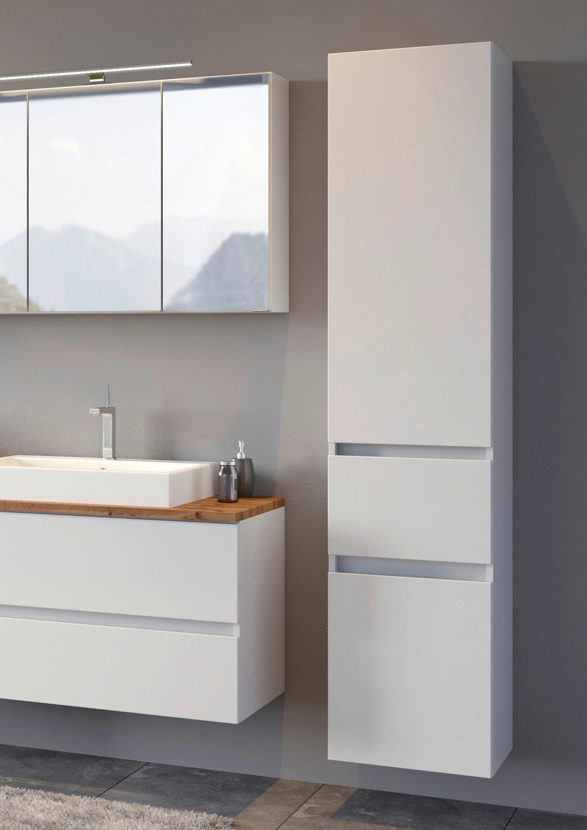 VYSOKÁ SKRINKA, biela, biela, 40/185/35 cm - biela/strieborná, Basics, kompozitné drevo/plast (40/185/35cm) - Held