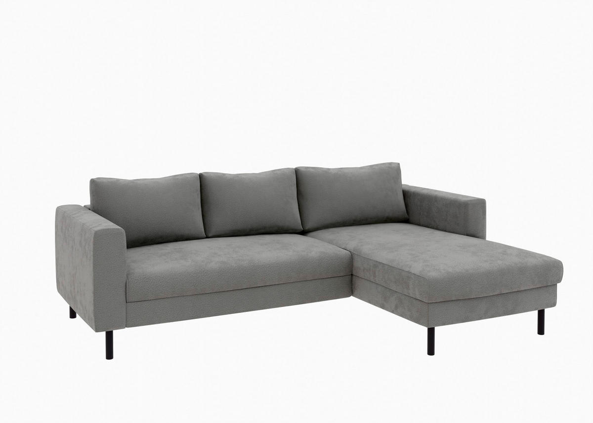 ECKSCHLAFSOFA  mit Rücken echt, Armteil links, Armteil rechts Struktur Anthrazit  - Anthrazit/Schwarz, MODERN, Textil/Metall (232/161cm) - Trendmanufaktur