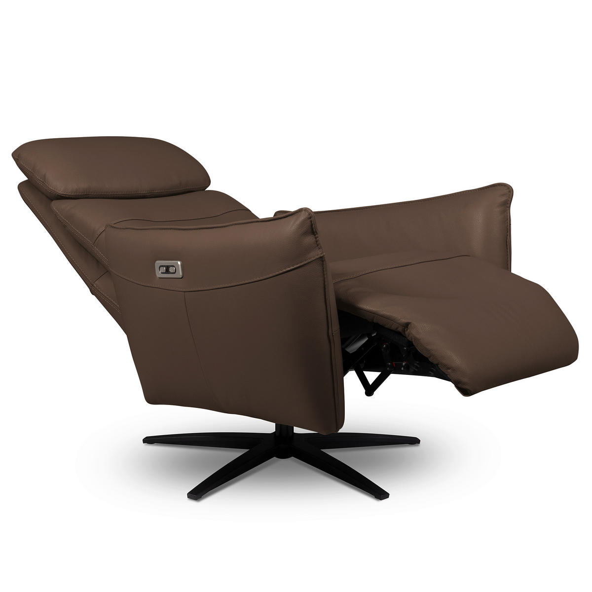 RELAXSESSEL Leder Braun  - Schwarz/Braun, Design, Leder/Metall (77/107/88cm) - Livetastic