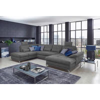 WOHNLANDSCHAFT in Flachgewebe Grau  - Silberfarben/Grau, Konventionell, Textil/Metall (223/363/176cm) - Sit & More