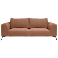 3-SITZER-SOFA in beflockt Orange  - Schwarz/Orange, Design, Holz/Textil (246/87/88cm) - MID.YOU