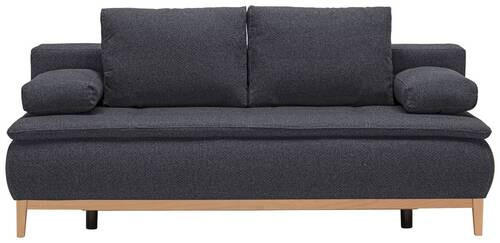 BOXSPRINGSOFA in Flachgewebe Dunkelgrau  - Eichefarben/Dunkelgrau, Design, Holz/Textil (202/78-93/100cm) - Carryhome