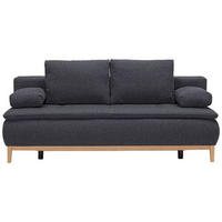 BOXSPRINGSOFA  mit Stoffauswahl, Schlafen auf Sitzhöhe Flachgewebe Dunkelgrau  - Eichefarben/Dunkelgrau, Design, Holz/Textil (202/78-93/100cm) - Carryhome