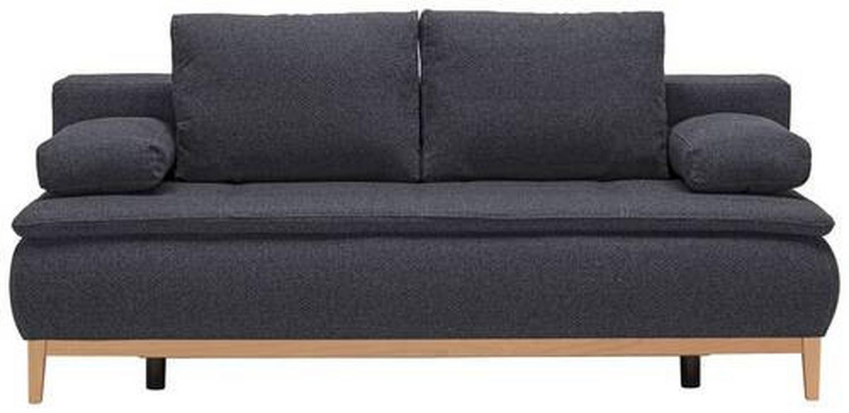 BOXSPRINGSOFA  mit Stoffauswahl, Schlafen auf Sitzhöhe Flachgewebe Dunkelgrau  - Eichefarben/Dunkelgrau, Design, Holz/Textil (202/78-93/100cm) - Carryhome