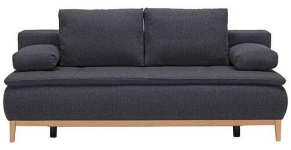 BOXSPRINGSOFA Flachgewebe Dunkelgrau  - Eichefarben/Dunkelgrau, Design, Holz/Textil (202/78/93/100cm) - Carryhome