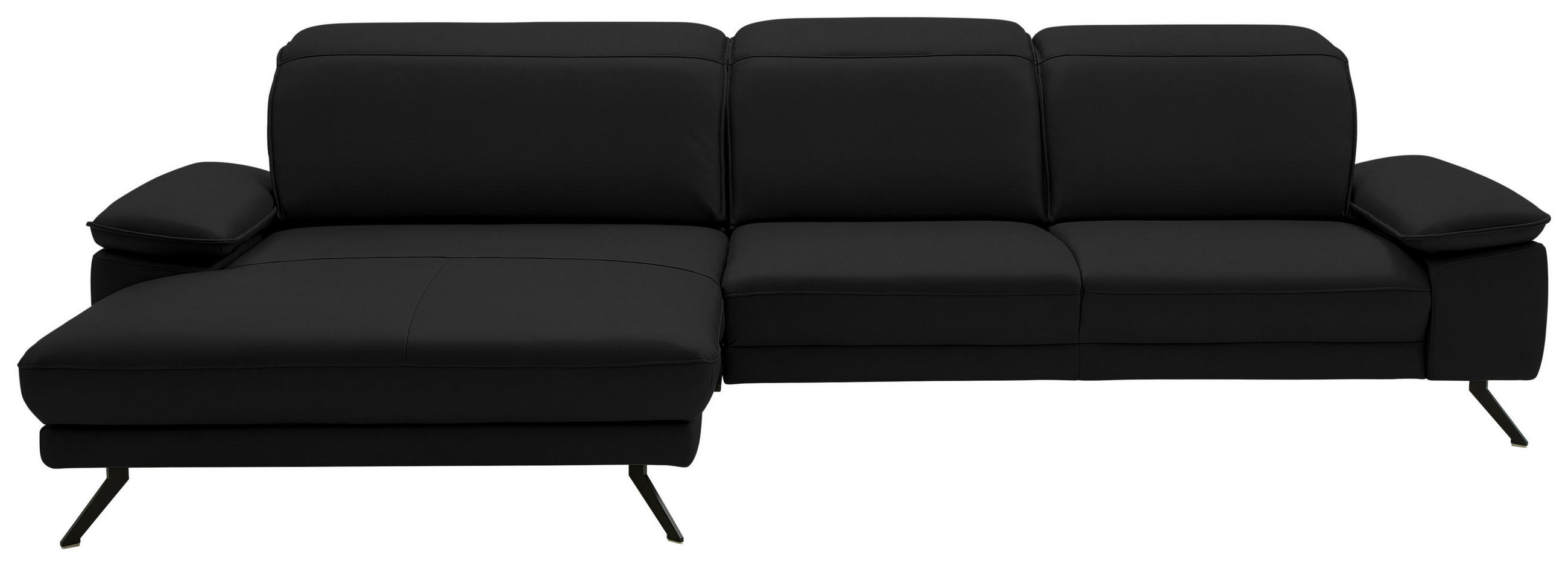 ECKSOFA in Echtleder Schwarz  193/332 cm  - Schwarz, Design, Leder/Metall (193/332cm) - Dieter Knoll