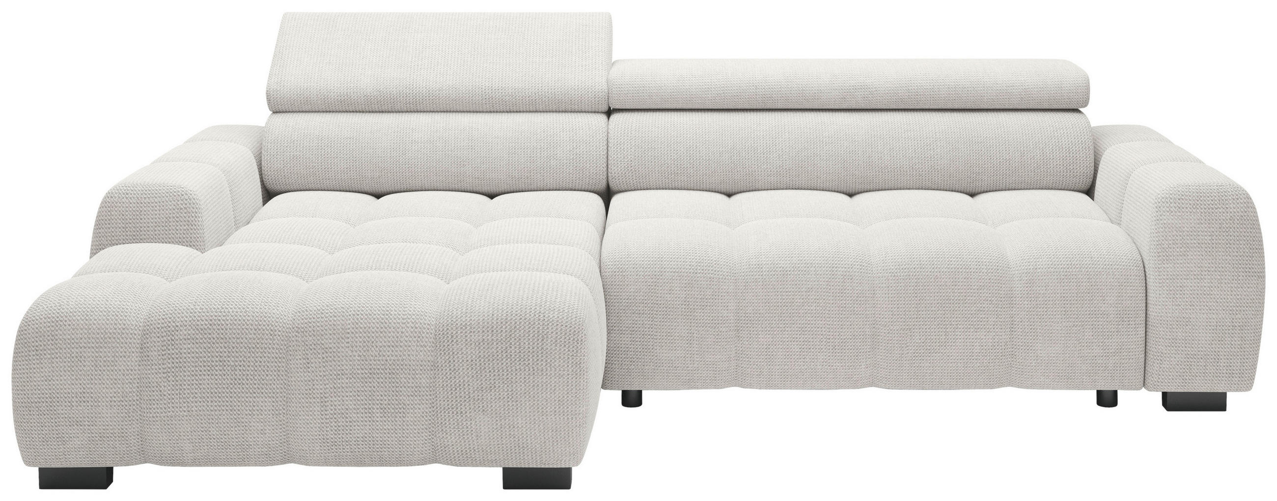 ECKSOFA Greige Webstoff  - Greige/Schwarz, Trend, Kunststoff/Textil (168/285cm) - Livetastic