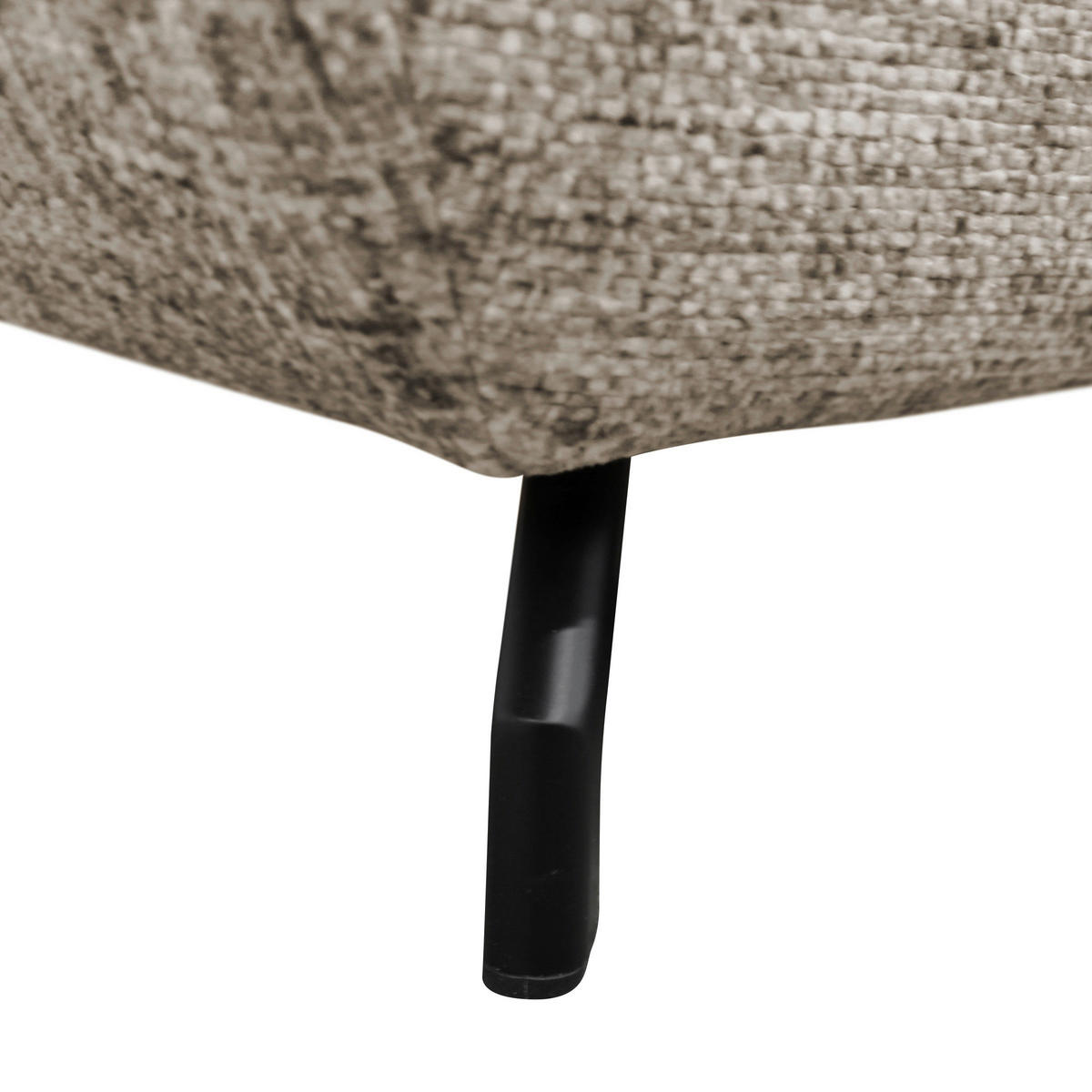 ECKSOFA Hellbraun Struktur, Plüsch  - Hellbraun/Schwarz, Design, Textil/Metall (274/201cm) - MID.YOU