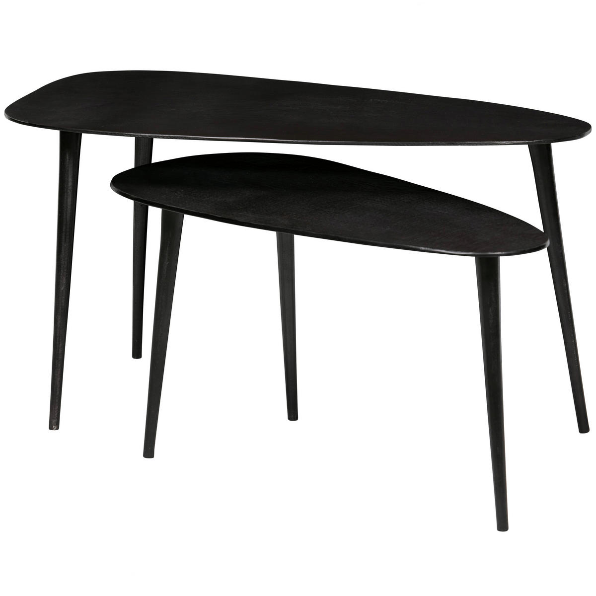 BEISTELLTISCHSET organisch Schwarz  - Schwarz, Design, Metall - Livetastic
