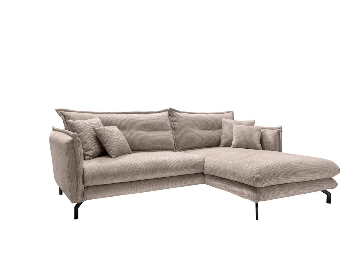 ECKSOFA in Mikrofaser Beige  255/180 cm  - Beige/Schwarz, Design, Textil/Metall (255/180cm) - Livetastic