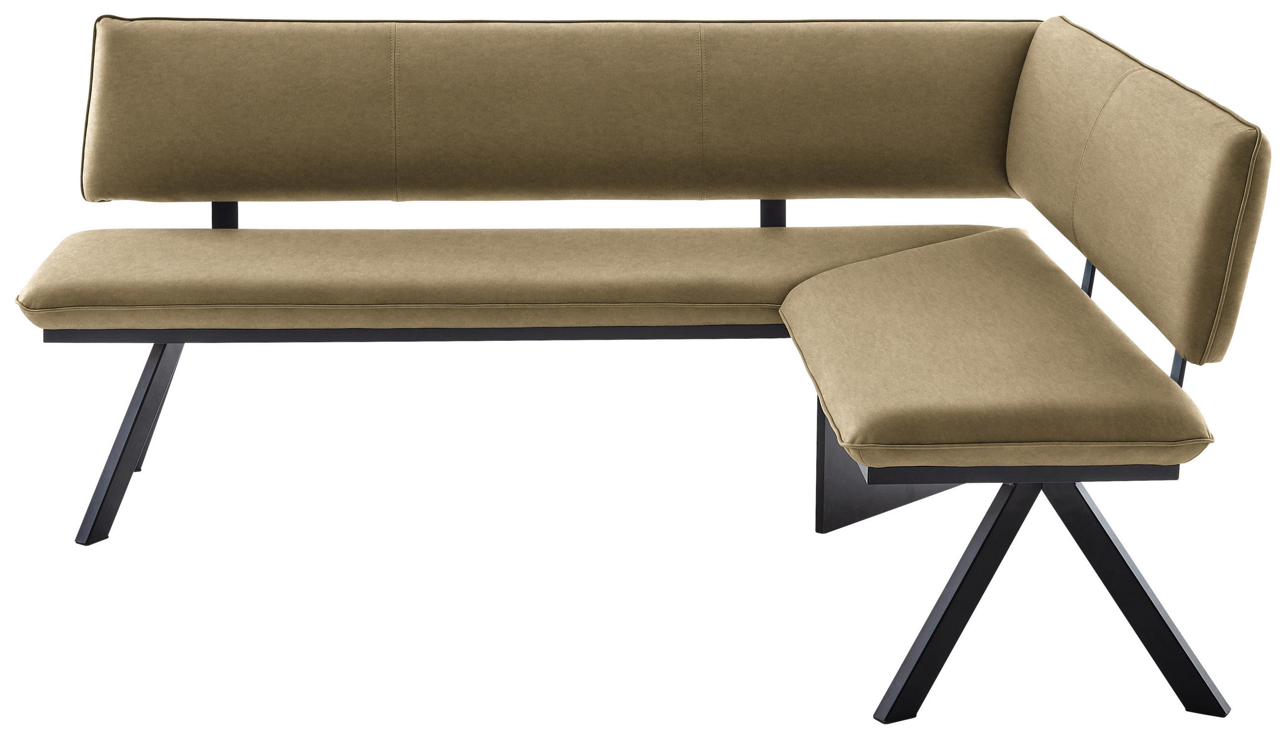 ECKBANK 205/165 cm  in Schwarz, Olivgrün  - Schwarz/Olivgrün, MODERN, Textil/Metall (205/165cm) - Cantus