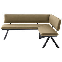 ECKBANK in Metall, Textil Schwarz, Olivgrün  - Schwarz/Olivgrün, Modern, Textil/Metall (205/165cm) - Cantus