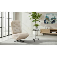 RELAXSESSEL NORA Lederlook, Mikrofaser    - Creme/Schwarz, Design, Textil/Metall (68/113/84cm) - Livetastic
