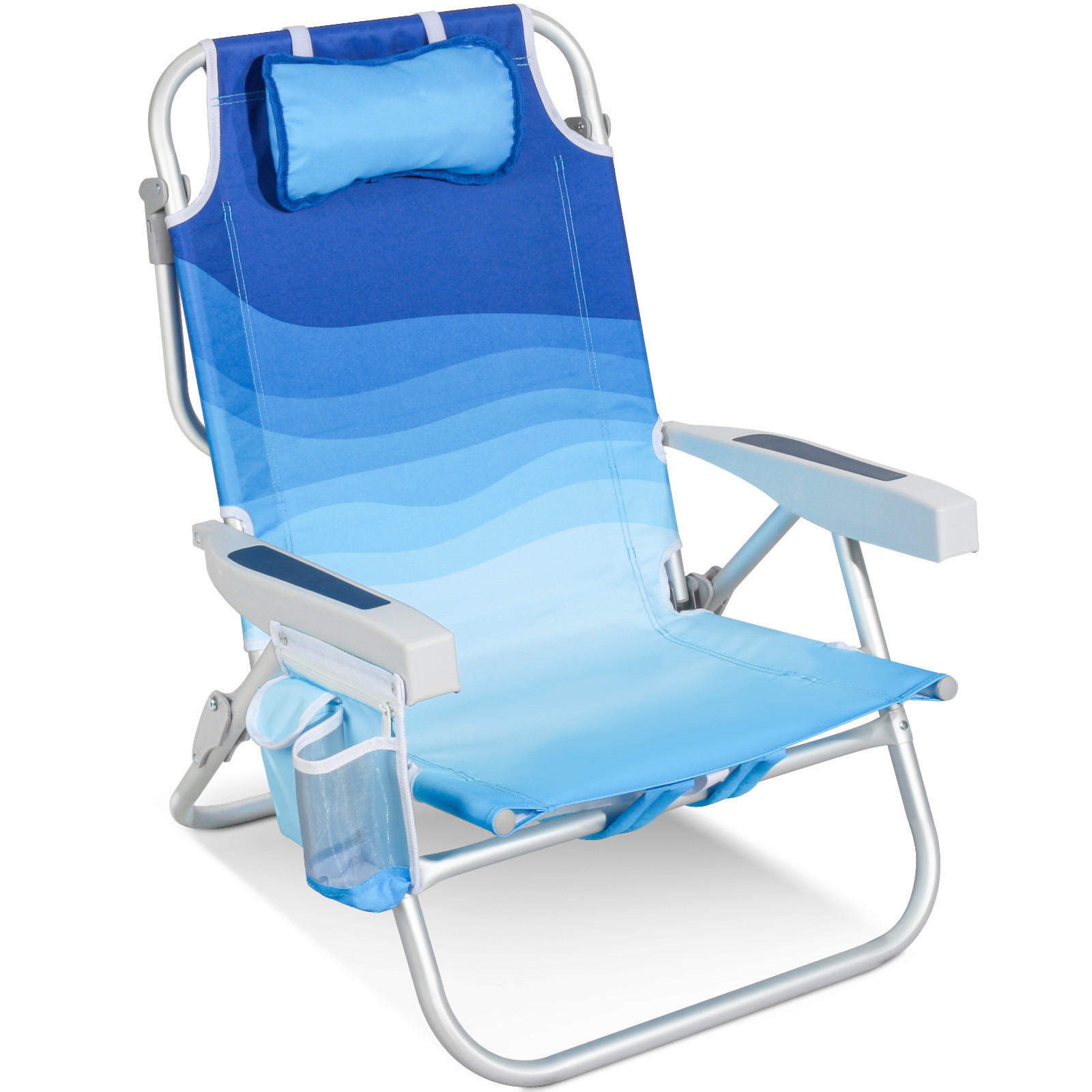 STRANDSTUHL Aluminium Blau, Hellblau  - Blau/Hellblau, Basics, Textil/Metall (57/80/61cm) - Modante
