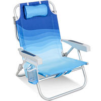 STRANDSTUHL Aluminium Blau, Hellblau  - Blau/Hellblau, Basics, Textil/Metall (57/80/61cm) - Modante