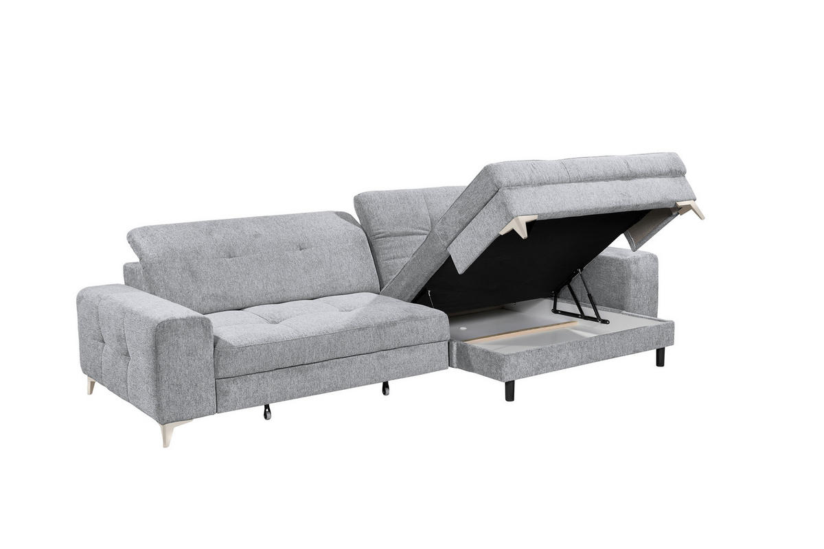 ECKSOFA SORELLA Hellgrau Mikrovelours Kopfteilverstellung, Sitztiefenverstellung  - Kaschmir/Hellgrau, Design, Kunststoff/Textil (328/182cm) - MID.YOU
