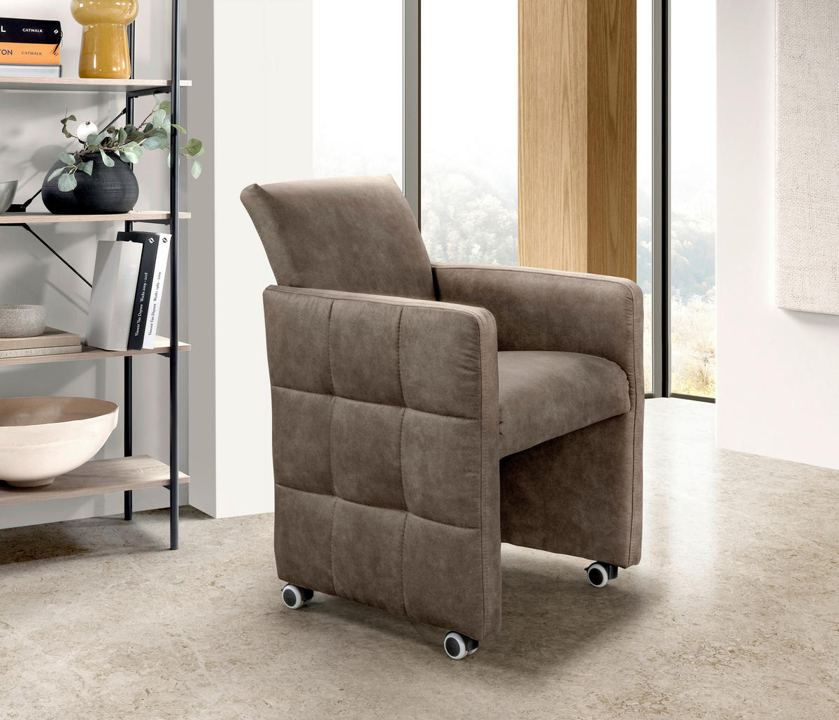 STOLICA S NASLONOM ZA RUKE  taupe  drvo, tekstil, drvni materijal      - taupe, Moderno, drvni materijal/drvo (64/90/72cm) - Livetastic
