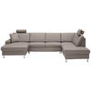 WOHNLANDSCHAFT in Echtleder Hellgrau  - Hellgrau/Alufarben, Design, Leder/Metall (165/339/233cm) - Beldomo Premium